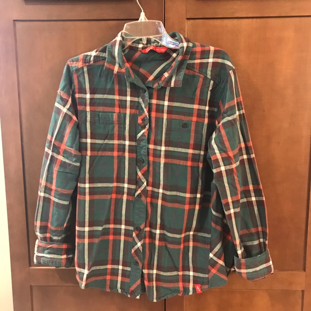 EMS green plaid flannel XL